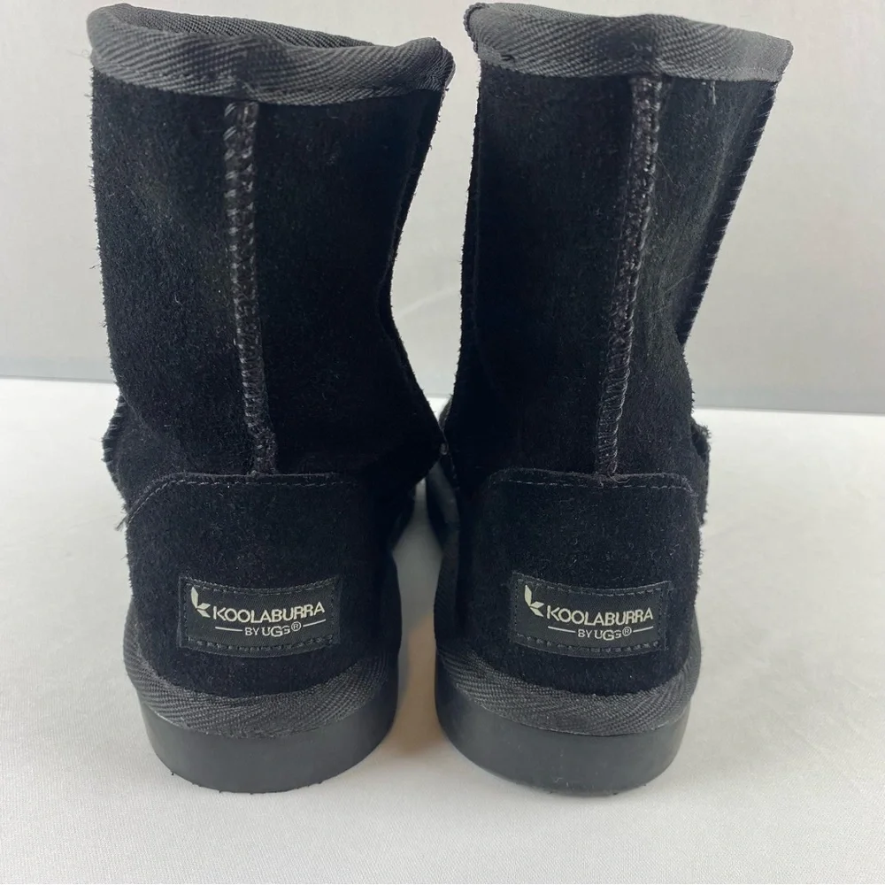 Koolaburra by Ugg Black Suede Koola Short Women's Size 5 Winter Boots w Faux Fur